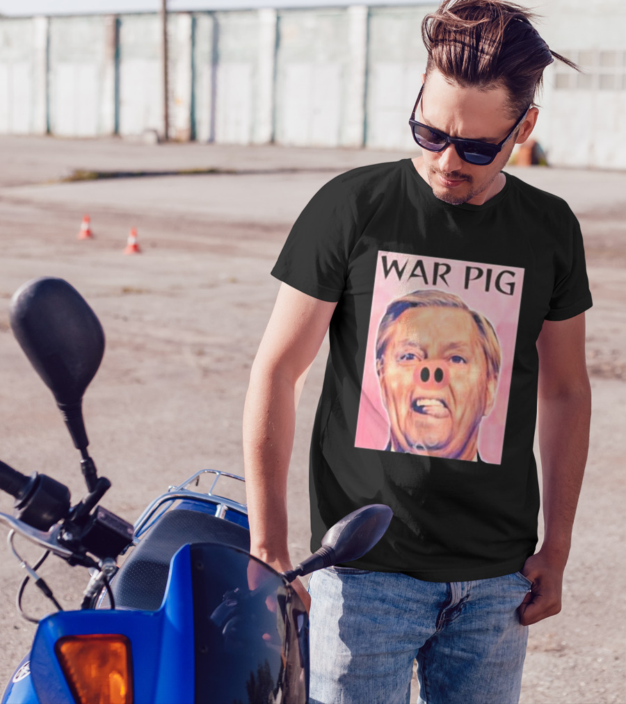 Infinitezeal Lindsey Graham War Pig Pink Nose Image T-Shirt