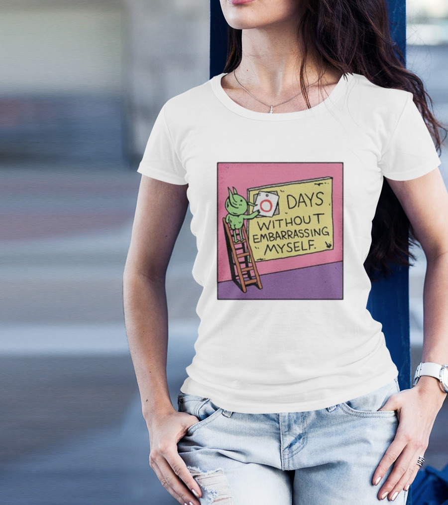 Days Without Embarrassing Myself With Green Character Placing Zero On Ladder T-Shirt