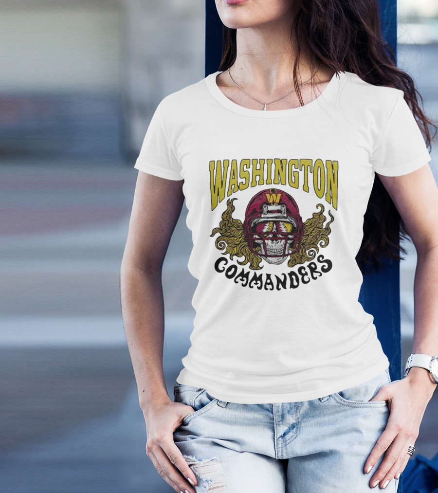 Washington Commanders Grateful Dead NFL Skull Helmet Collaboration T-Shirt