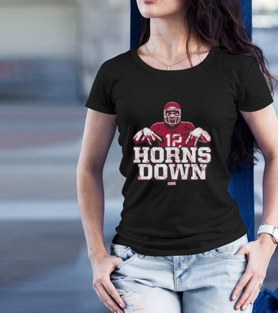 Horns Down 12 Oklahoma College Fans Football Player Gesture T-Shirt