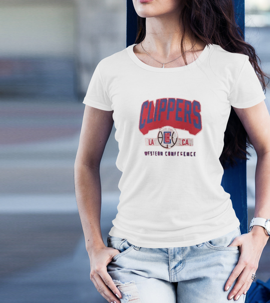 Clippers LA CA Western Conference Front Court Press Snow Wash T-Shirt