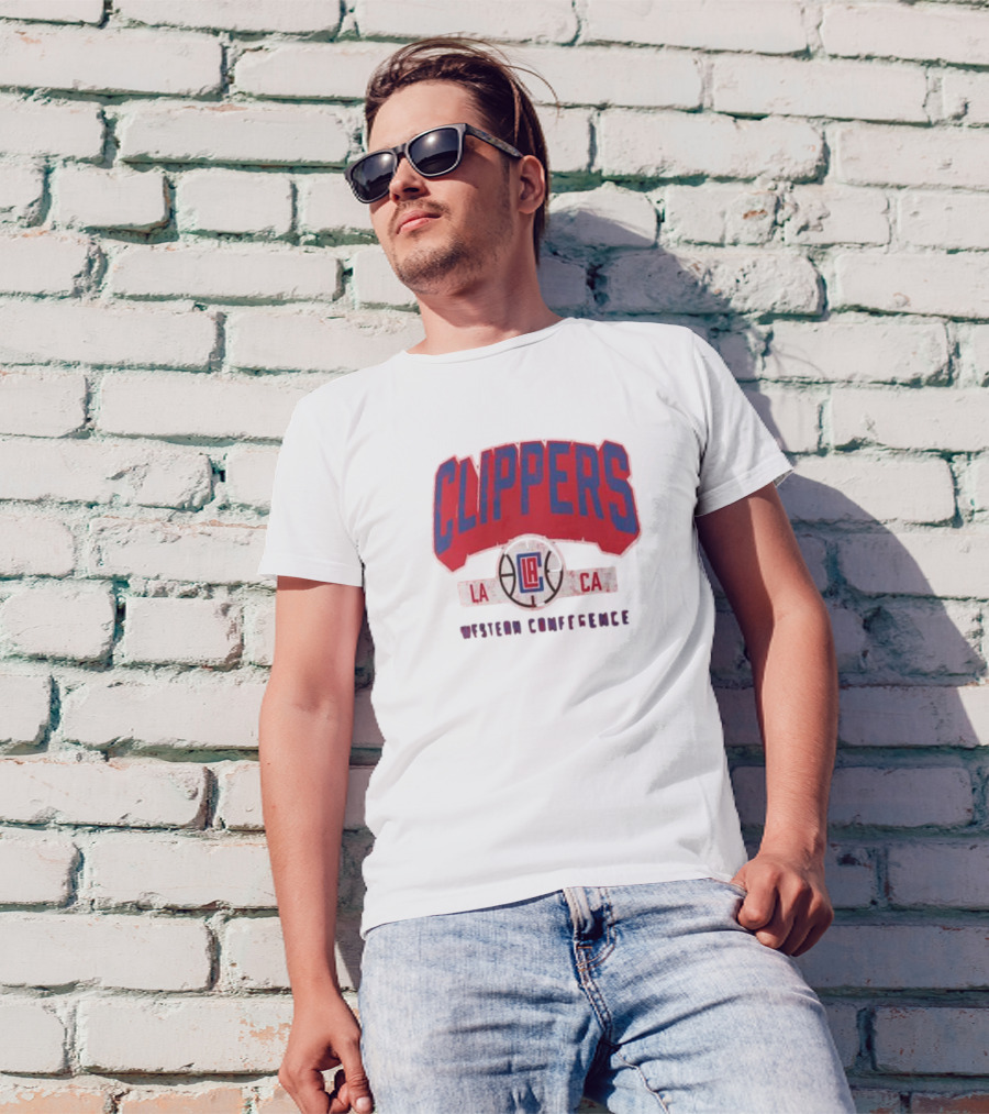 Clippers LA CA Western Conference Front Court Press Snow Wash T-Shirt