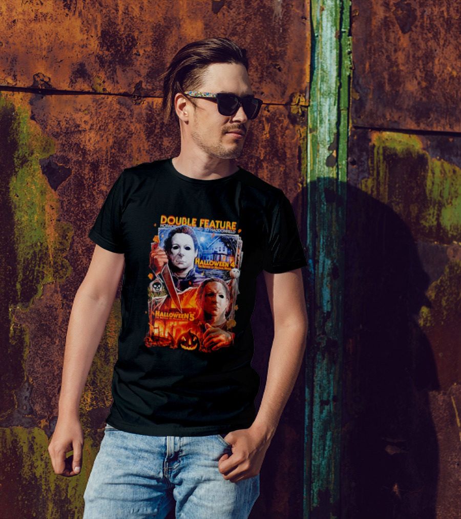 Double Feature Horror Returns To Haddonfield Halloween 4 The Return Of Michael Myers Halloween 5 T-Shirt