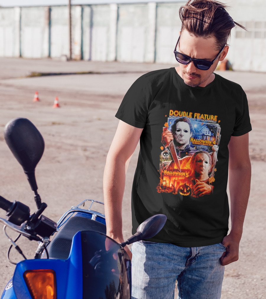 Double Feature Horror Returns To Haddonfield Halloween 4 The Return Of Michael Myers Halloween 5 T-Shirt
