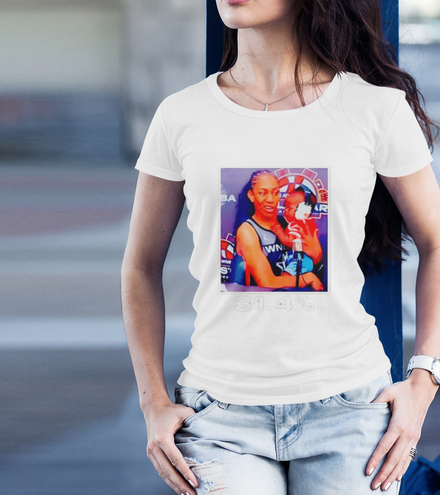 A’ja Wilson Holding Baby 31.4% WNBA Stars T-Shirt