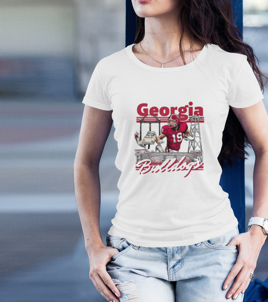 Georgia Bulldogs Brock Bowers Sanford Stadium Collegiate Landmarks T-Shirt