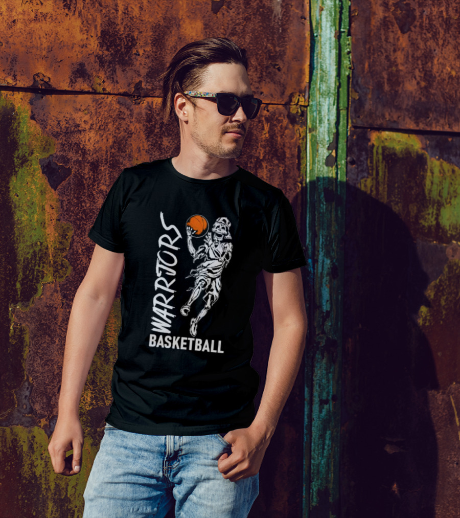Warriors Skeleton Basketball Player Holding Ball T-Shirt
