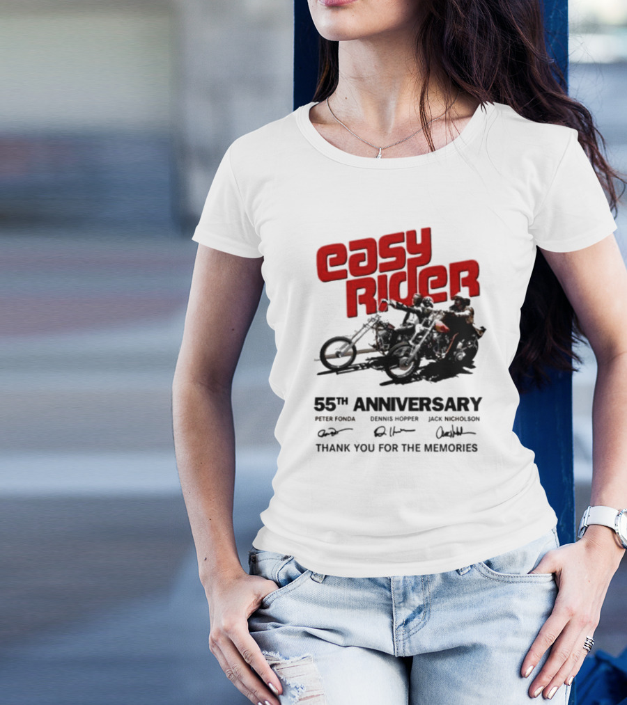 Easy Rider 55th Anniversary Dennis Hopper Jack Nicholson Peter Fonda Thank You For The Memories T-Shirt