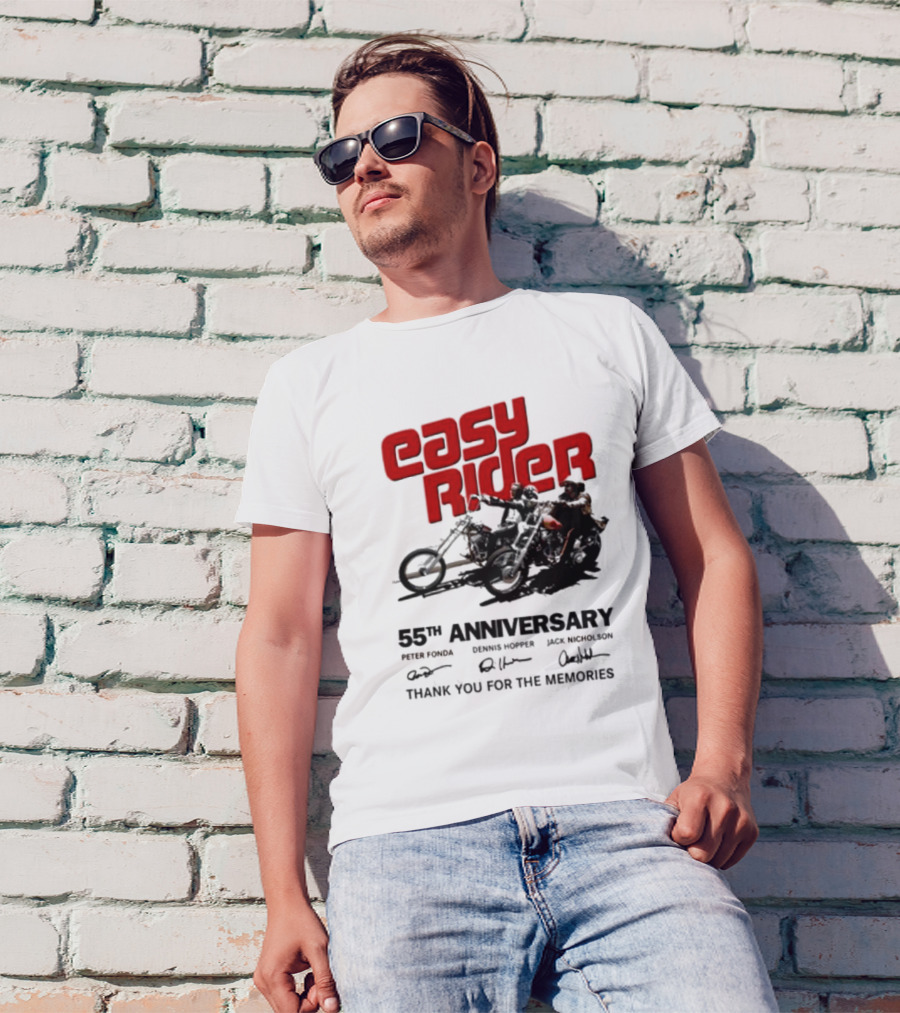 Easy Rider 55th Anniversary Dennis Hopper Jack Nicholson Peter Fonda Thank You For The Memories T-Shirt