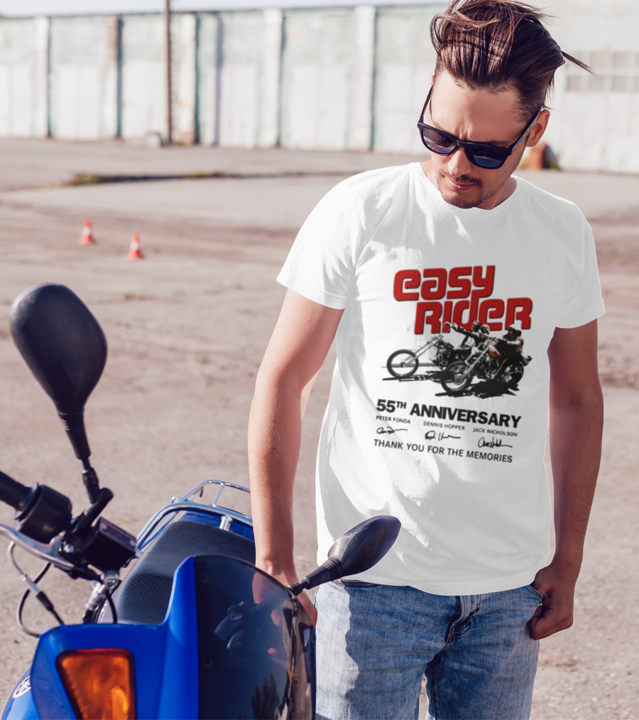 Easy Rider 55th Anniversary Dennis Hopper Jack Nicholson Peter Fonda Thank You For The Memories T-Shirt