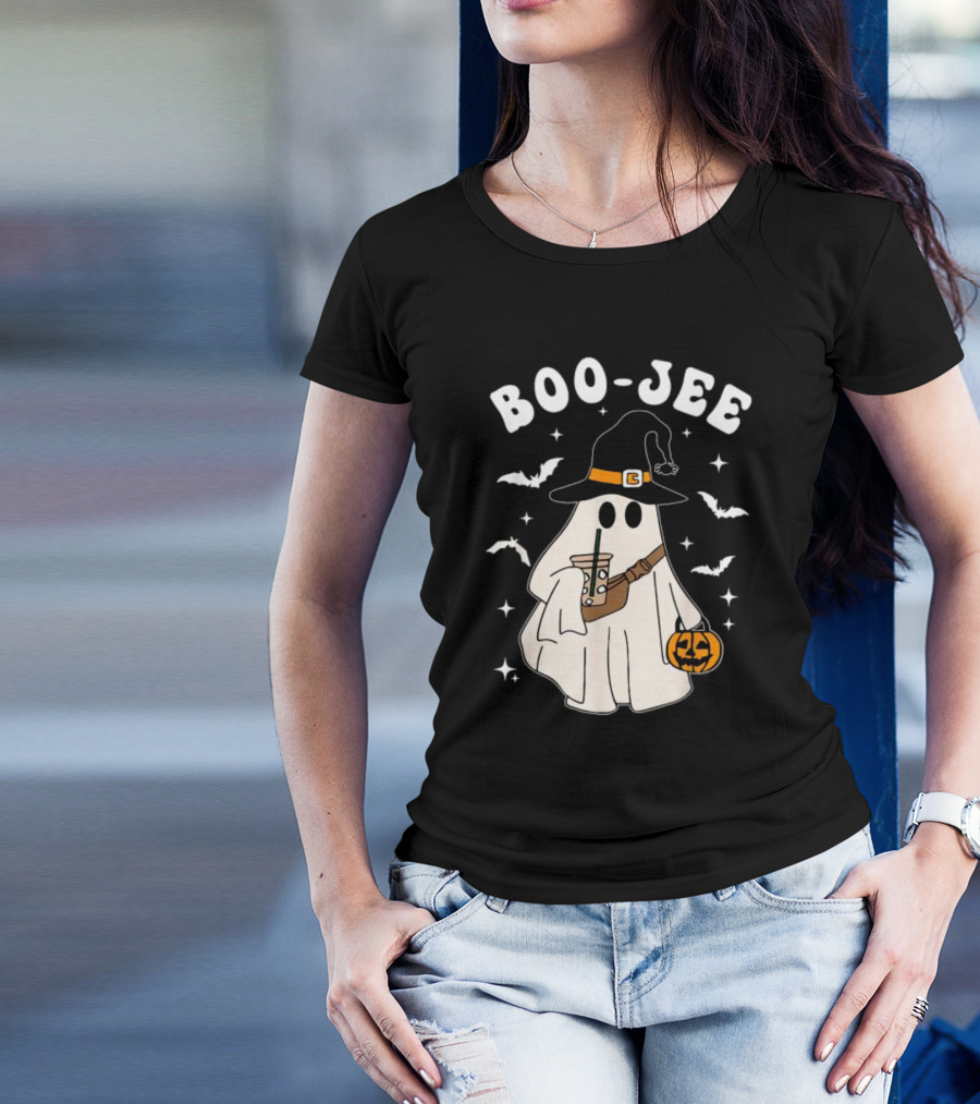 Boo Jee Ghost Halloween Costume Witch Hat Coffee Pumpkin T-Shirt