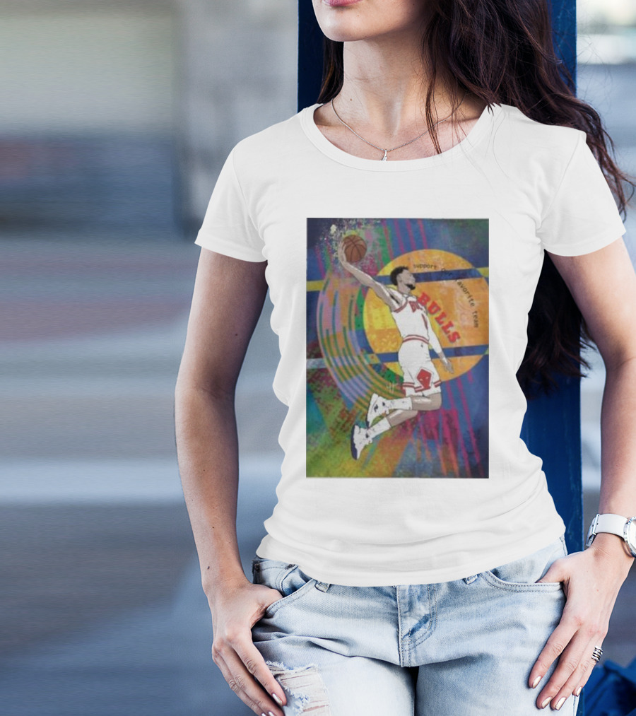 Support Favorite Team Bulls Basketball Player A Special For Chicago Fans Colorful T-Shirt