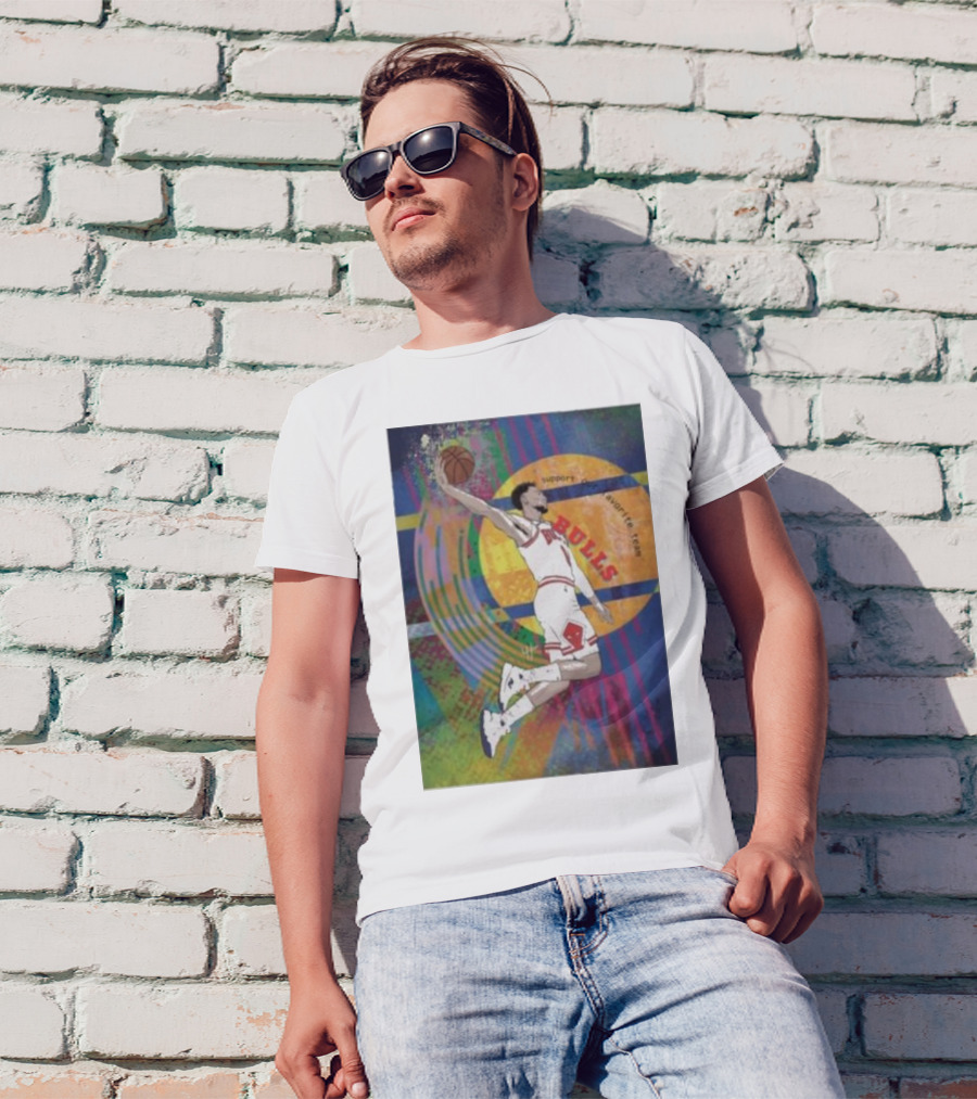 Support Favorite Team Bulls Basketball Player A Special For Chicago Fans Colorful T-Shirt