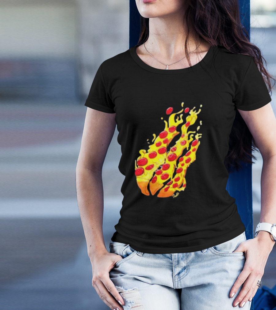 Preston Stylez Fire Pizza Flaming Pepperoni Blaze T-Shirt