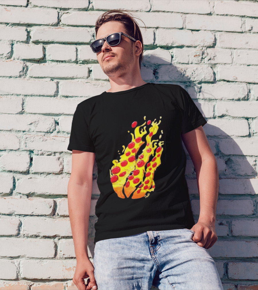 Preston Stylez Fire Pizza Flaming Pepperoni Blaze T-Shirt