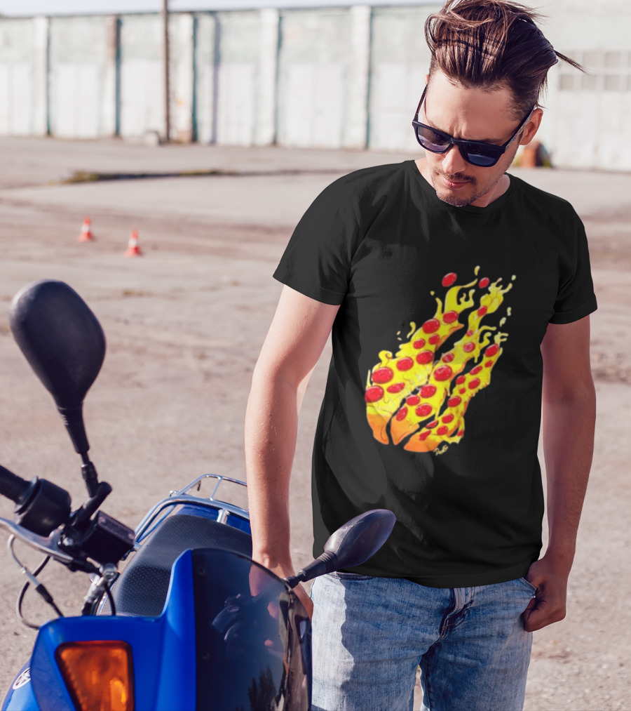 Preston Stylez Fire Pizza Flaming Pepperoni Blaze T-Shirt