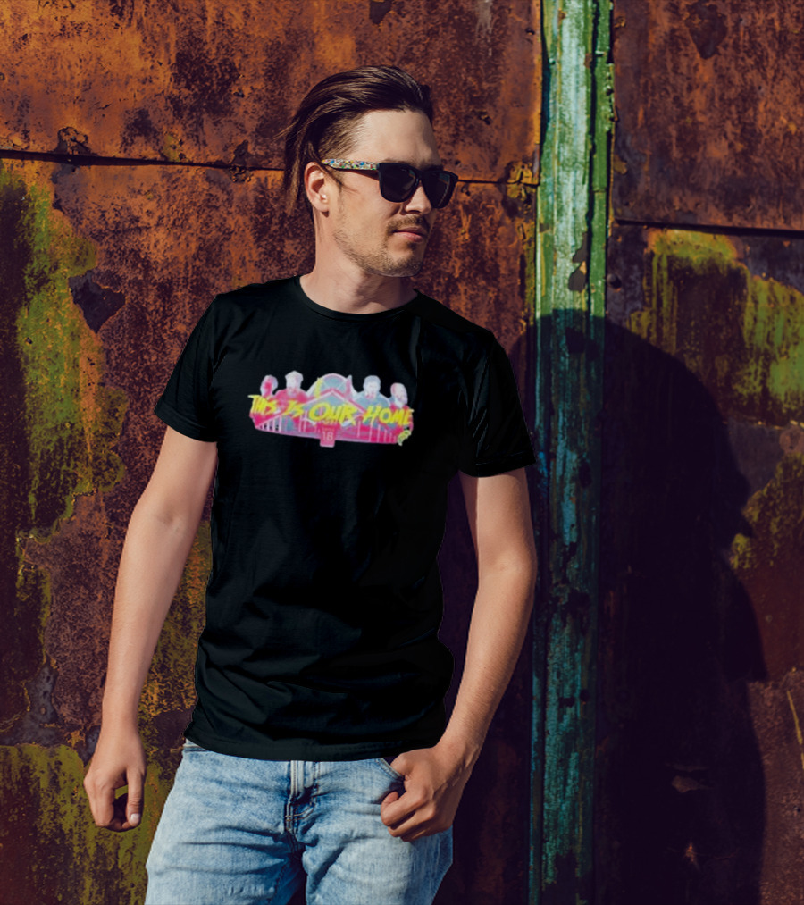 This Is Our Home Baseball Themed Design With Iconic Bridge And Figures T-Shirt