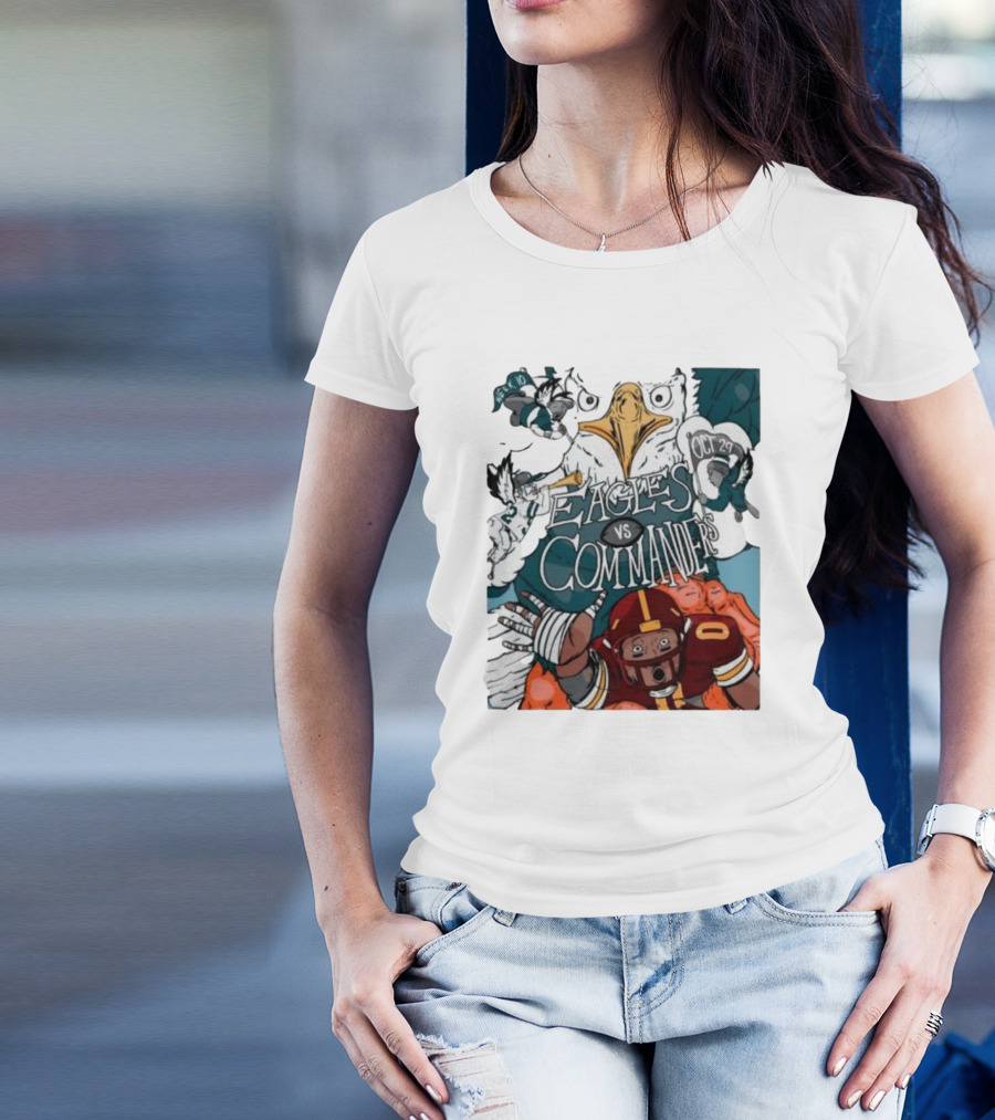 Eagles Vs Commanders Cartoon October 29 Football Showdown T-Shirt