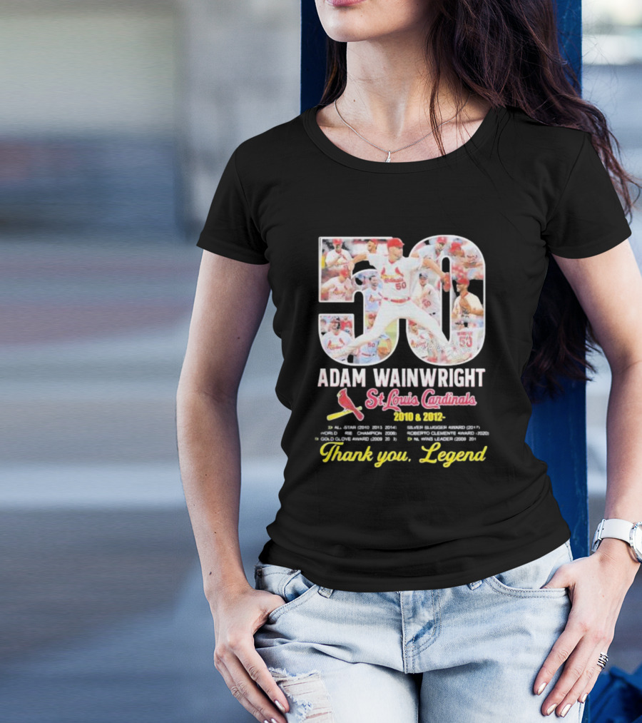 Adam Wainwright St Louis Cardinals 2010 2012 50 Thank You Legend T-Shirt