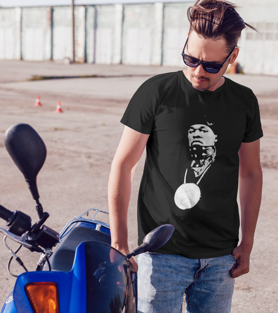 Drake Ibashar Bandana Portrait With Large Medal Necklace T-Shirt