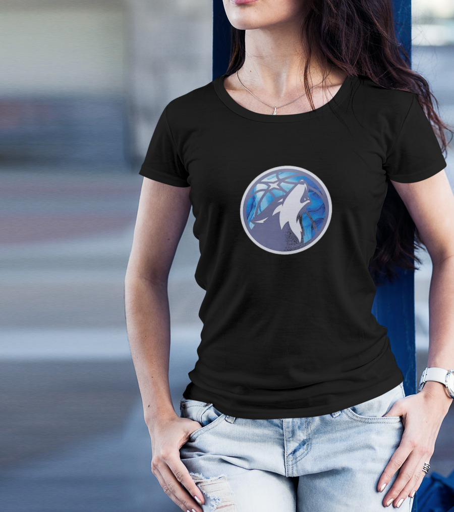 Minnesota Timberwolves 2023-24 City Edition Essential Warmup Blue Wolf Basketball T-Shirt