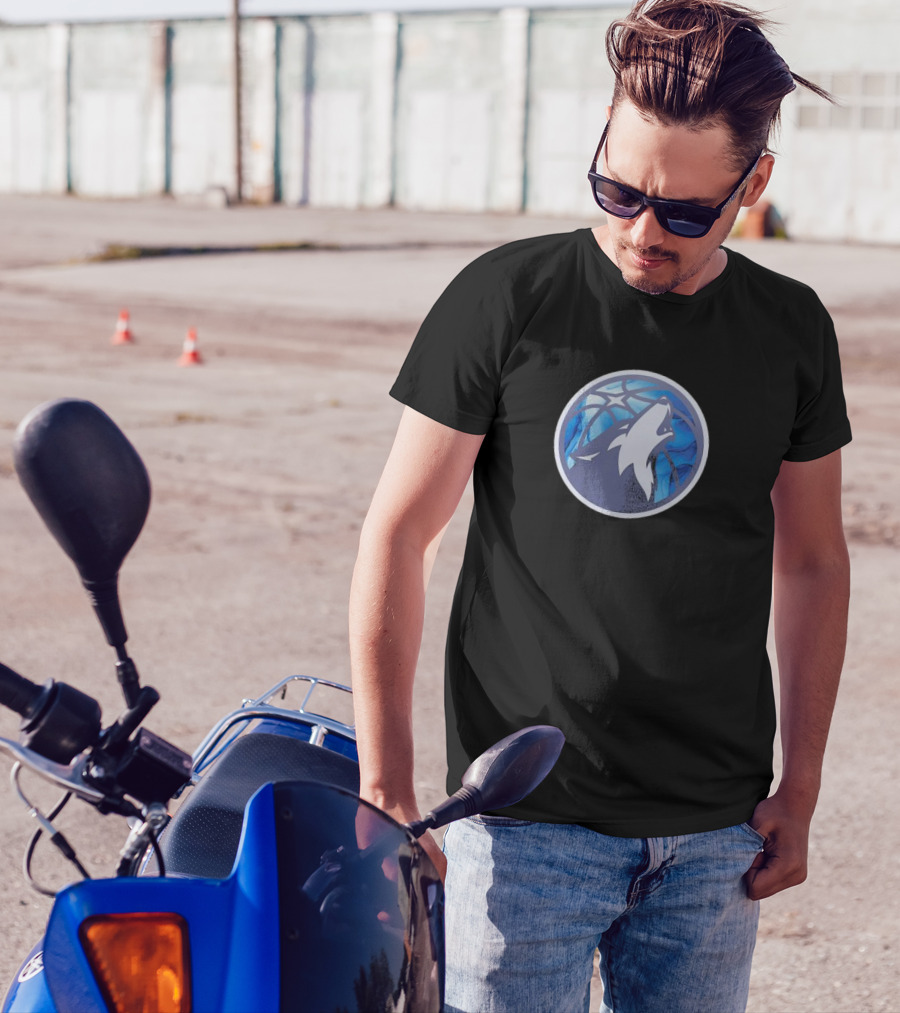 Minnesota Timberwolves 2023-24 City Edition Essential Warmup Blue Wolf Basketball T-Shirt