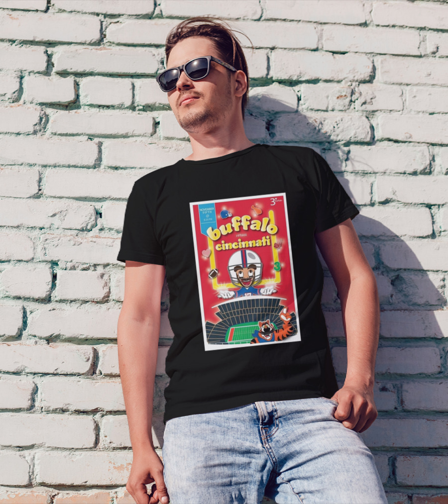 Buffalo Versus Cincinnati November Fifth Football Showdown 3:20 PM Stadium Mascots Clash T-Shirt