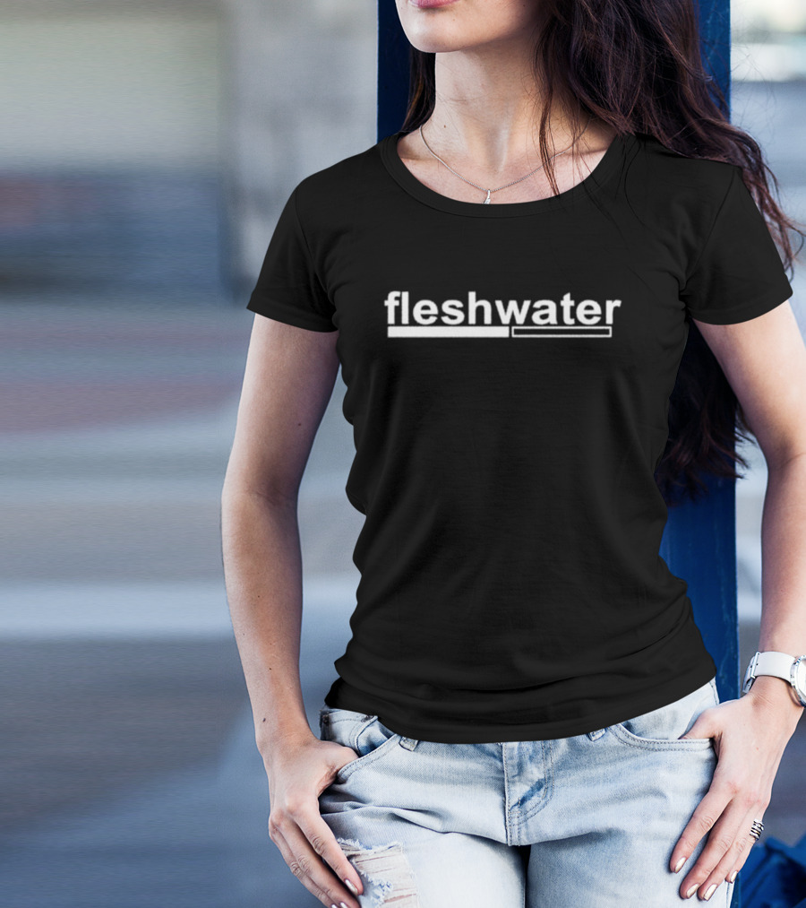 Fleshwater Logo Minimalist Black And White Block T-Shirt