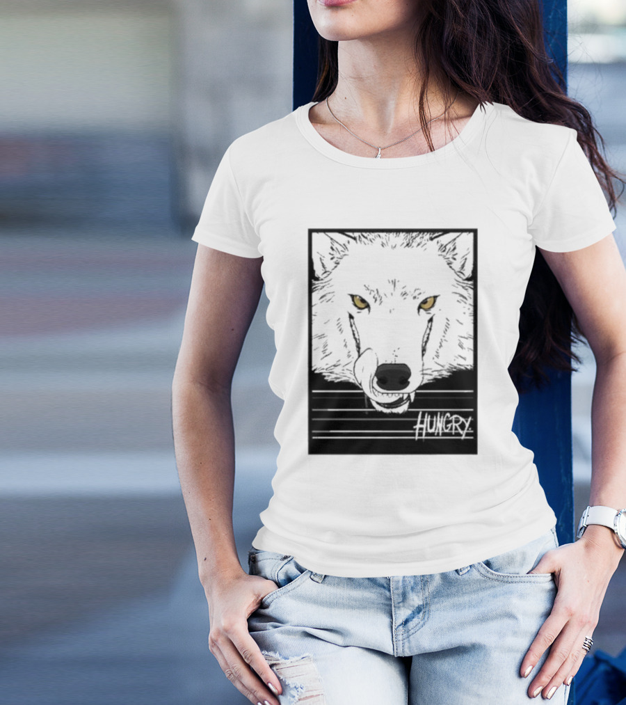 Sloshdog Hungry Wolf Face Yellow Eyes T-Shirt