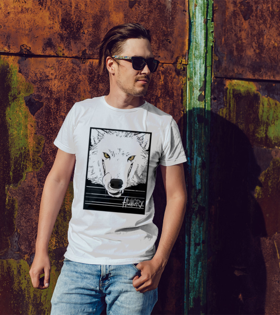Sloshdog Hungry Wolf Face Yellow Eyes T-Shirt