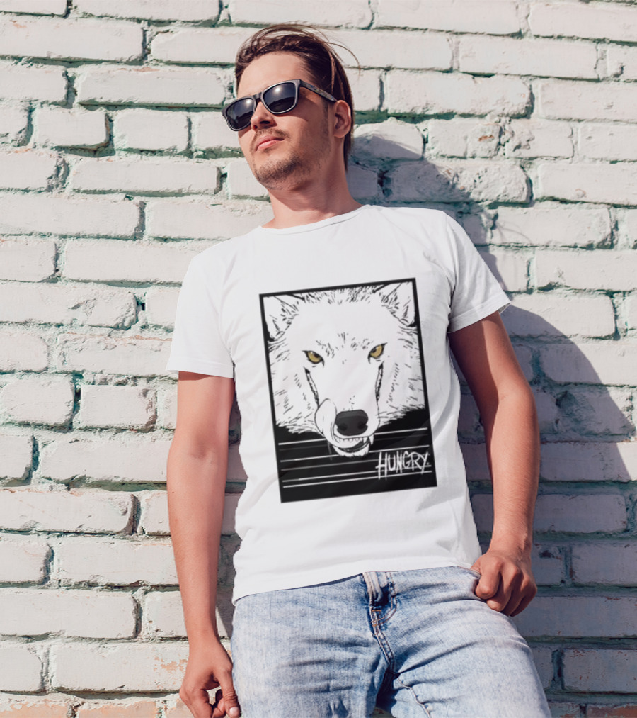 Sloshdog Hungry Wolf Face Yellow Eyes T-Shirt