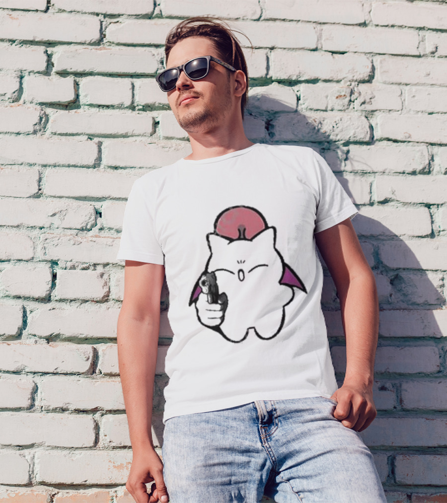 Gun Wielding Moogle By Wisdomeel T-Shirt