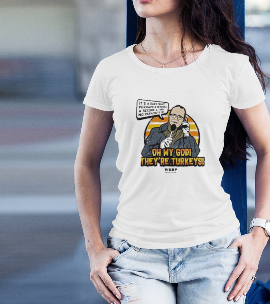 WKRP Oh My God They’re Turkeys Dark Object Parachute T-Shirt