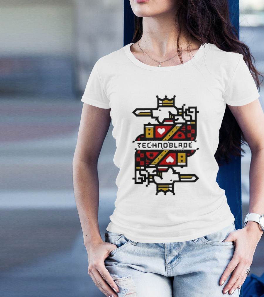 Technoblade Crowned Warrior Card Heart Sword T-Shirt