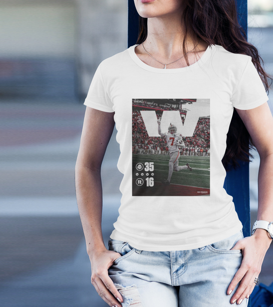 Ohio State 35-16 Rutgers Nov 4 SHI Stadium Victory Football T-Shirt
