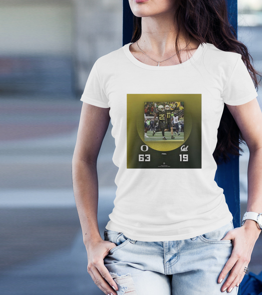 Oregon Ducks 63-19 Victory Over California Golden Bears Football Final Score T-Shirt