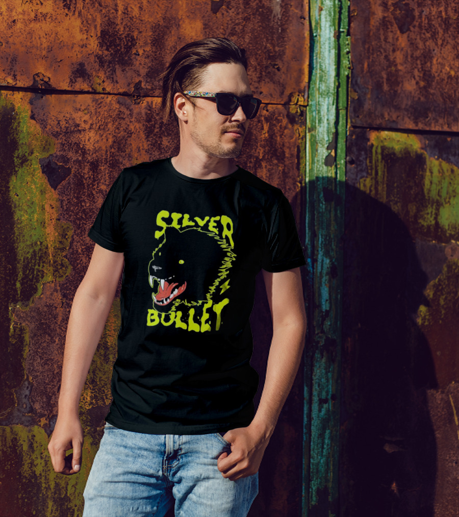 Silver Bullet Werewolf Face Neon T-Shirt