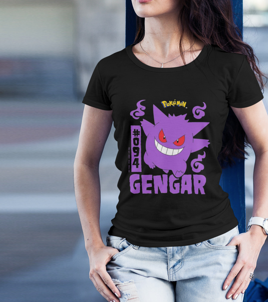 Pokémon #094 Gengar With Iconic Design And Purple T-Shirt