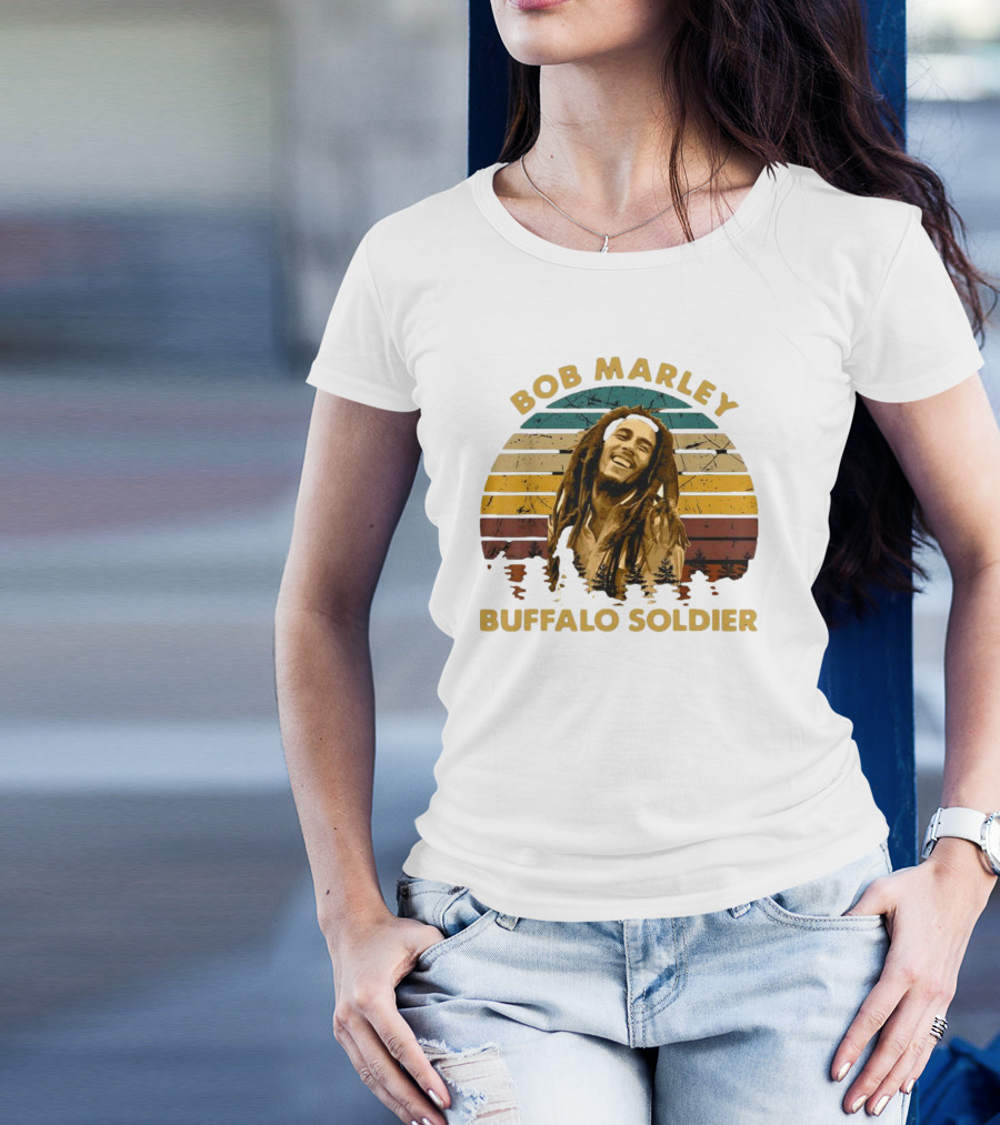 Bob Marley Buffalo Soldier Vintage Retro Sunset T-Shirt