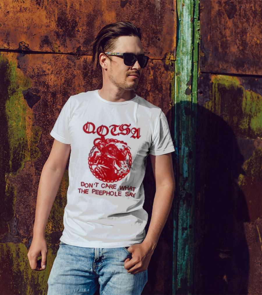 QOTSA Don't Care What The Peephole Say Red Skull T-Shirt