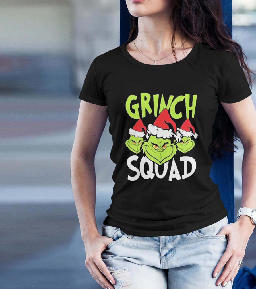 Grinch Squad Christmas Santa Hat Trio T-Shirt