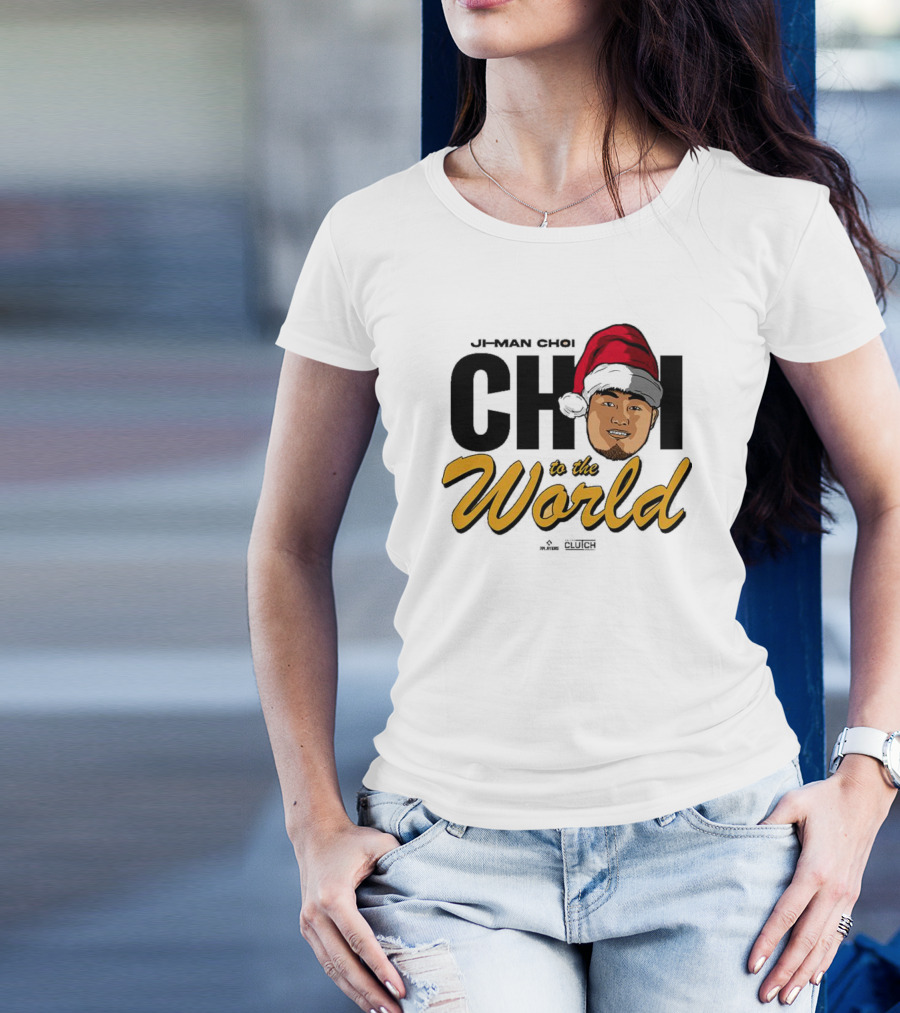 Ji-Man Choi Choi To The World Christmas Clutch Baseball Santa Hat T-Shirt