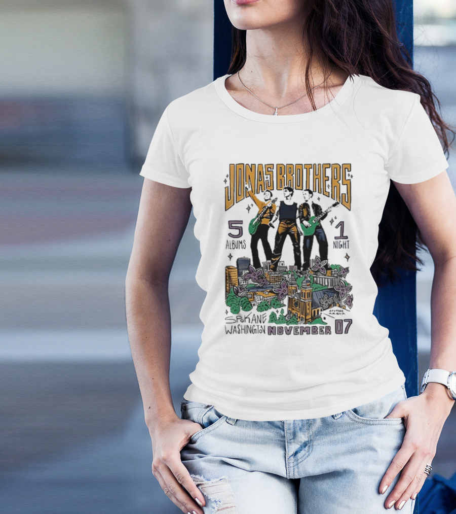 JONAS BROTHERS 5 ALBUMS 1 NIGHT SPOKANE WASHINGTON NOVEMBER 07 T-Shirt