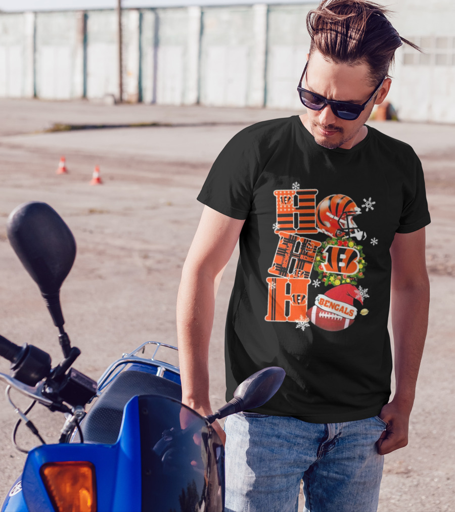 Cincinnati Bengals Ho Ho Ho Christmas Football Team T-Shirt