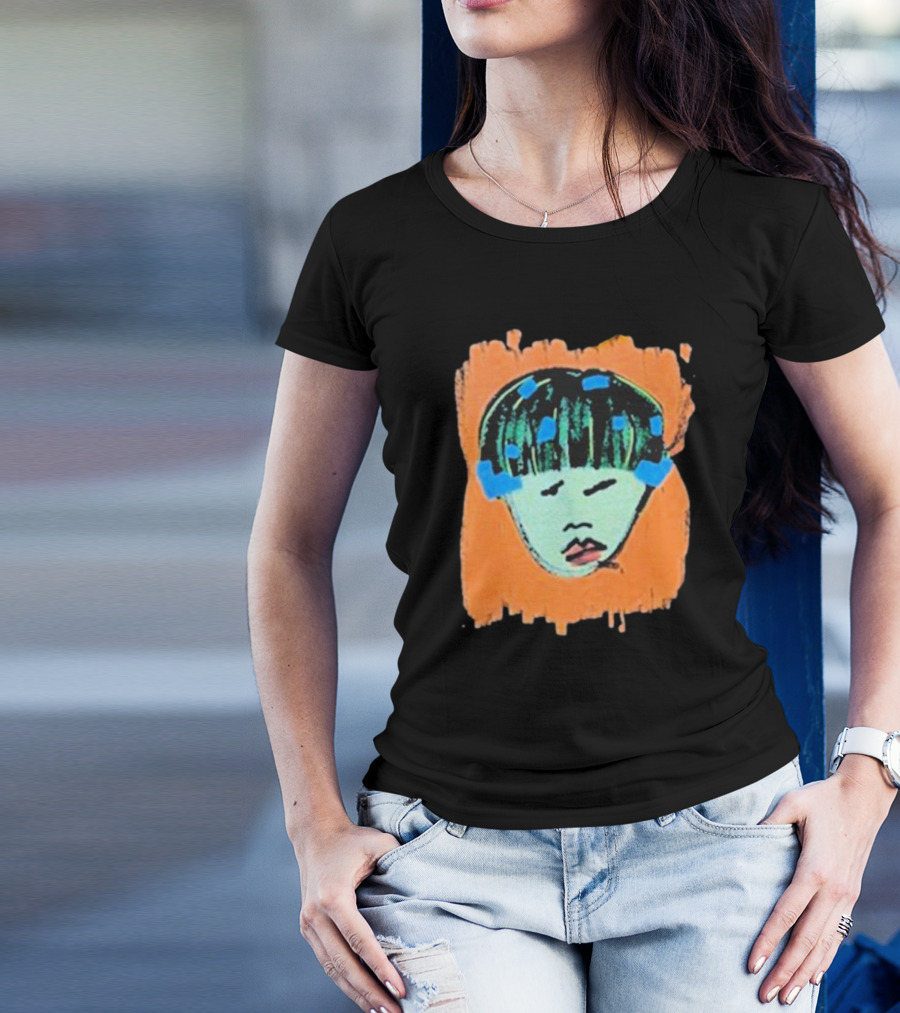 Ryan Harper Gray Iconic Abstract Portrait On Vibrant Orange Background T-Shirt