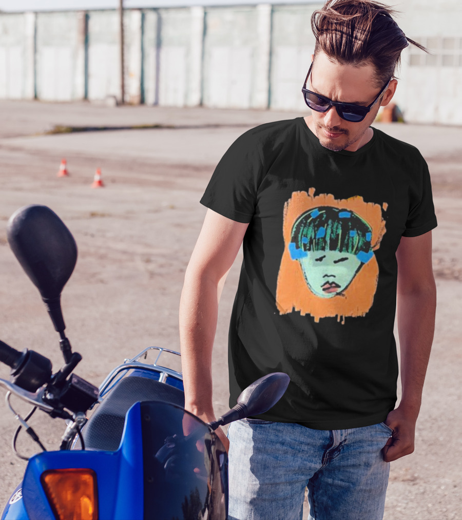 Ryan Harper Gray Iconic Abstract Portrait On Vibrant Orange Background T-Shirt