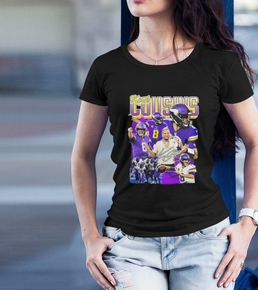 Kirk Cousins Minnesota Vikings Quarterback Number 8 Football Collage T-Shirt