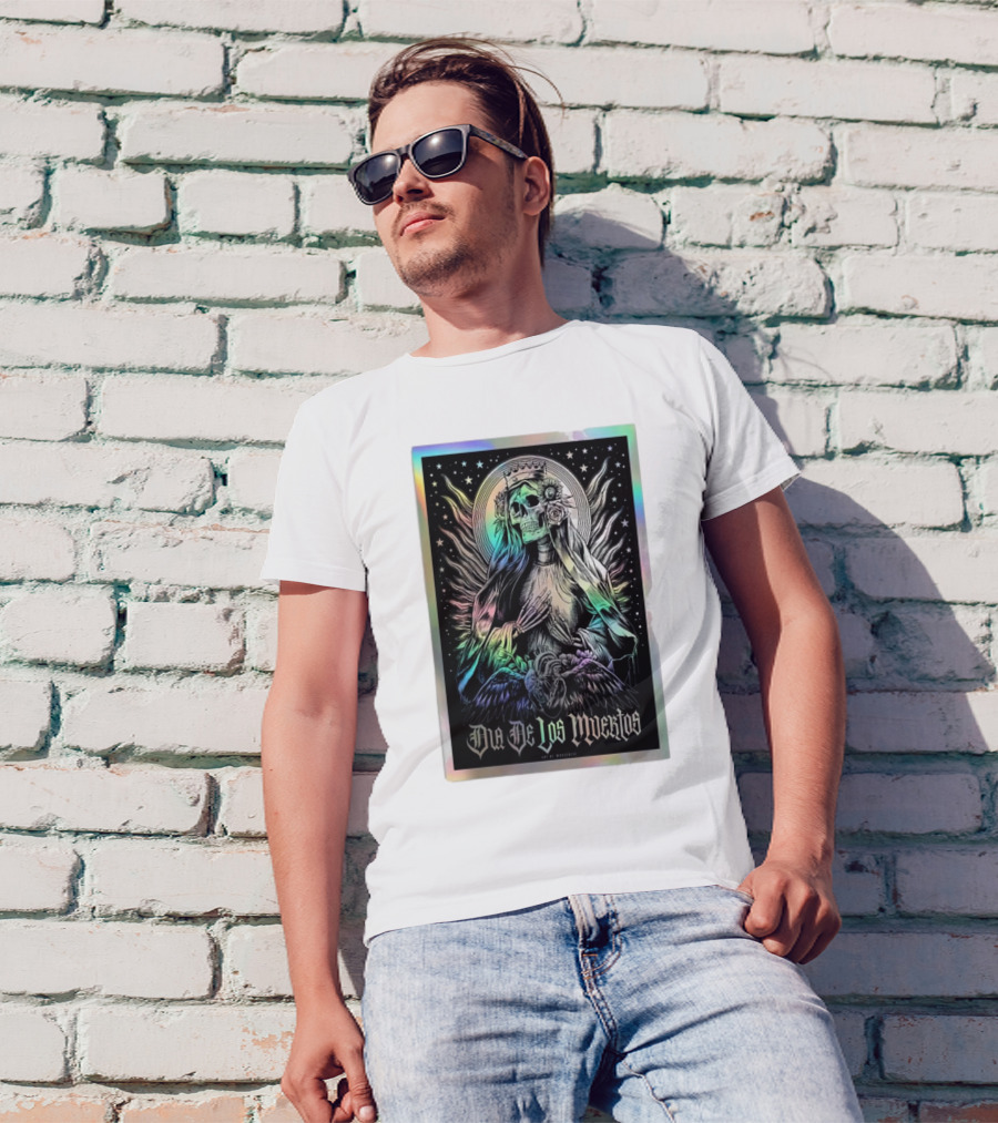 Dia De Los Muertos Skull Lady With Crown And Winged Aura T-Shirt