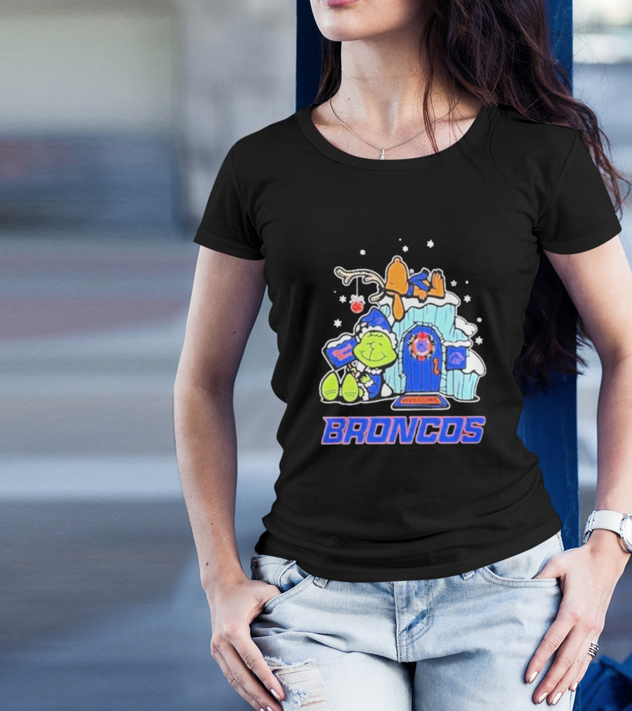 Broncos Grinch Christmas Welcome Boise State T-Shirt