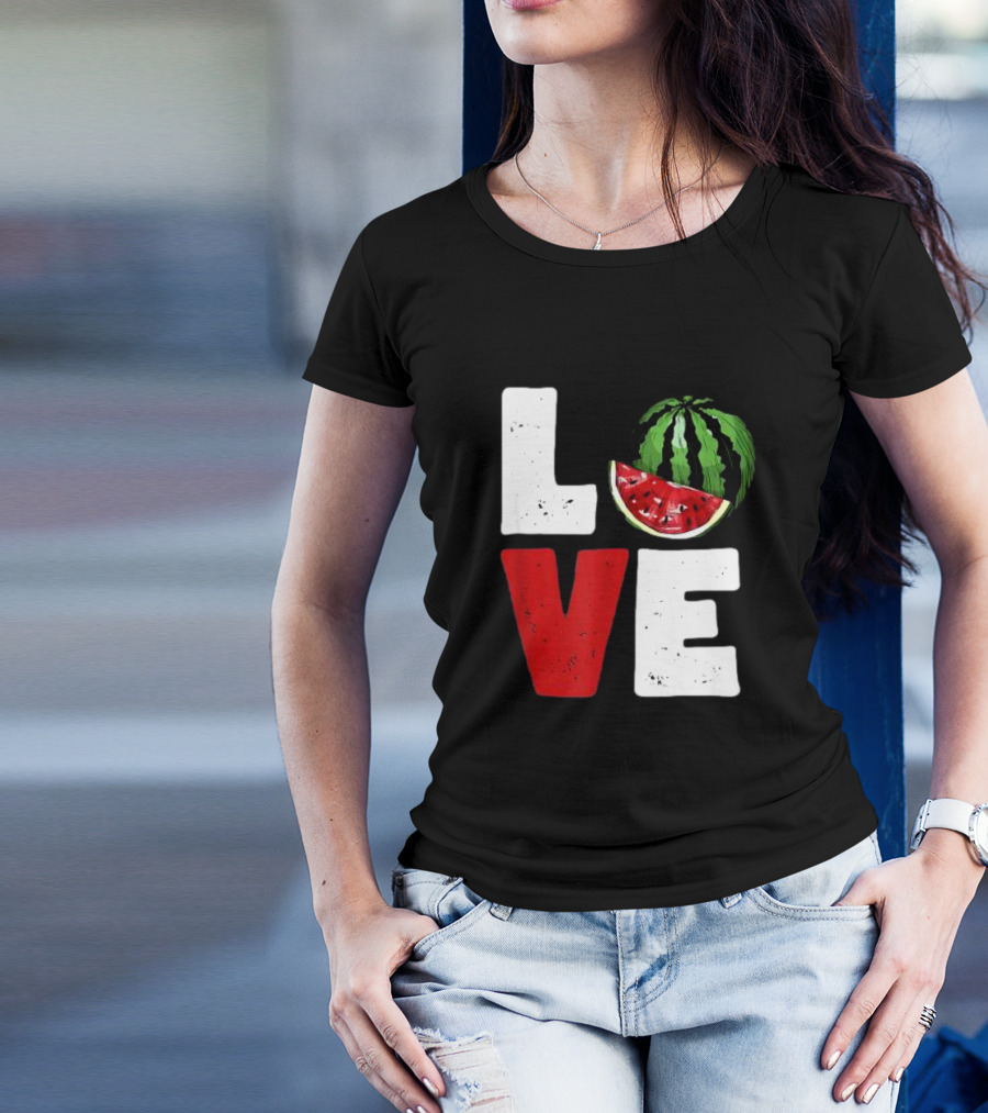 LOVE Watermelon Slice Typography T-Shirt
